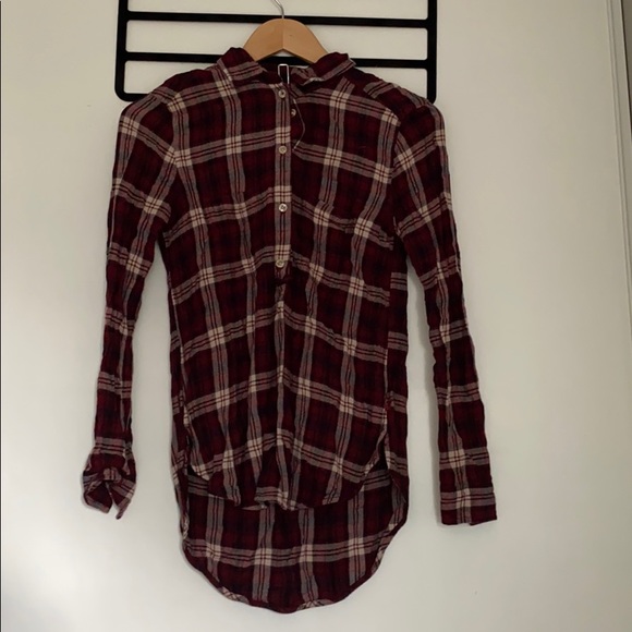 ❤️ AE Boyfriend Fit Half Button Flannel Top - Picture 1 of 4